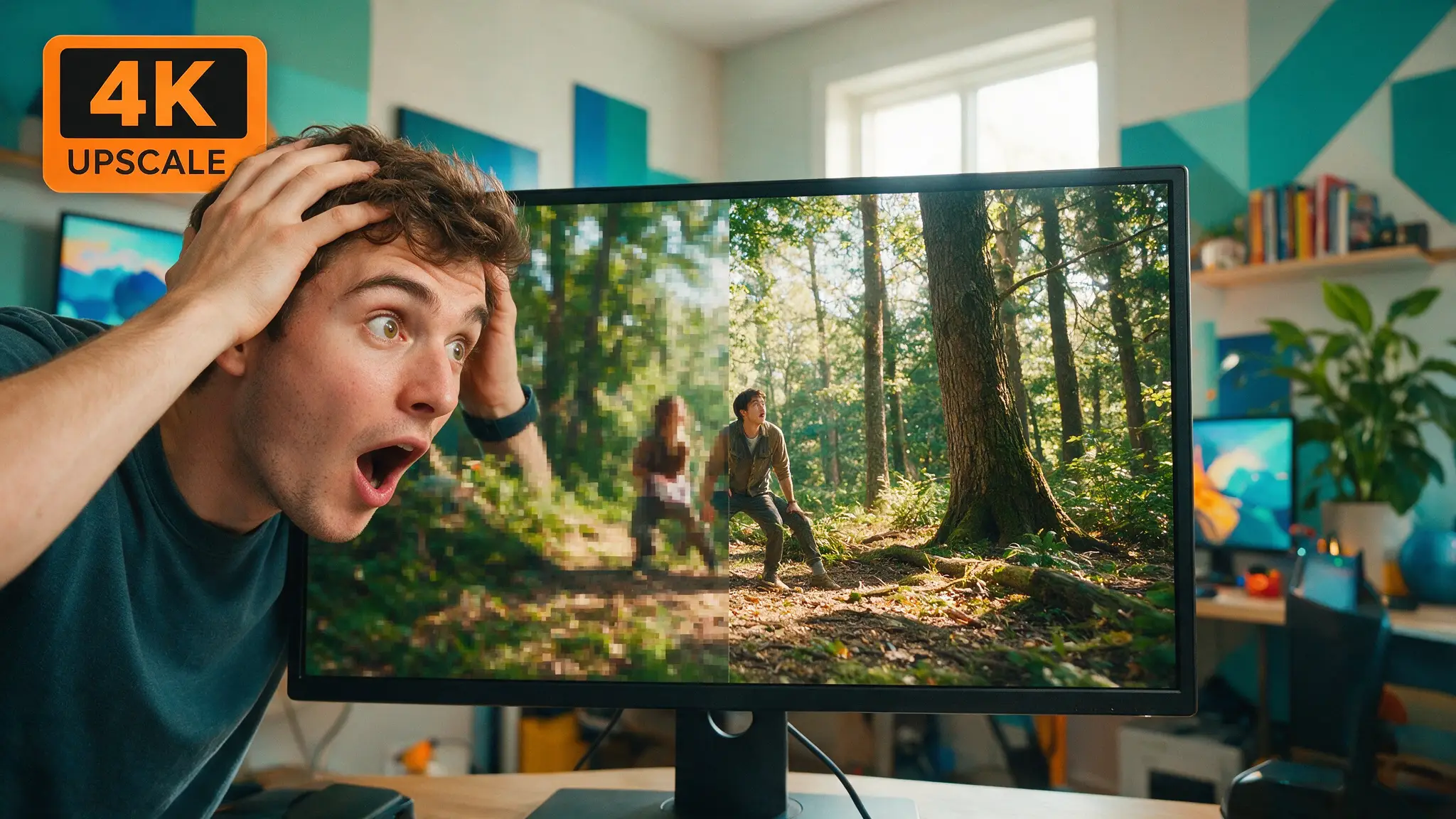Cinematic AI video production illustration for: AI Video Upscaling: 4K From 480p Drafts (2026 Workflow)
