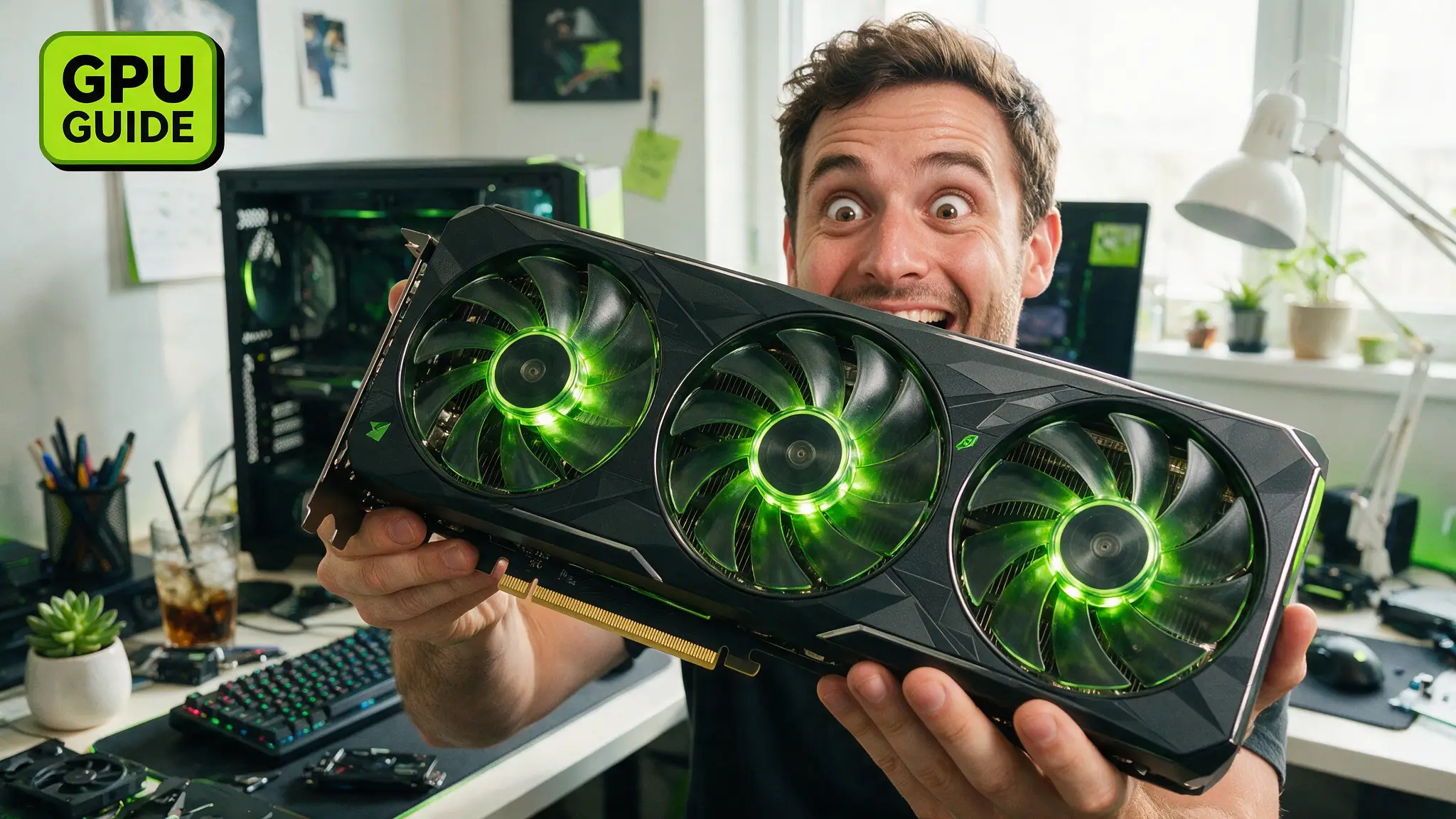 Cinematic local AI hardware illustration for: Best GPU for Local AI in 2026: A VRAM-First Guide