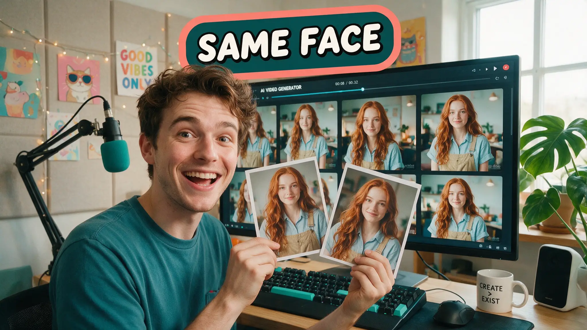 Cinematic AI video production illustration for: AI Video Character Consistency: The Reference System (2026)