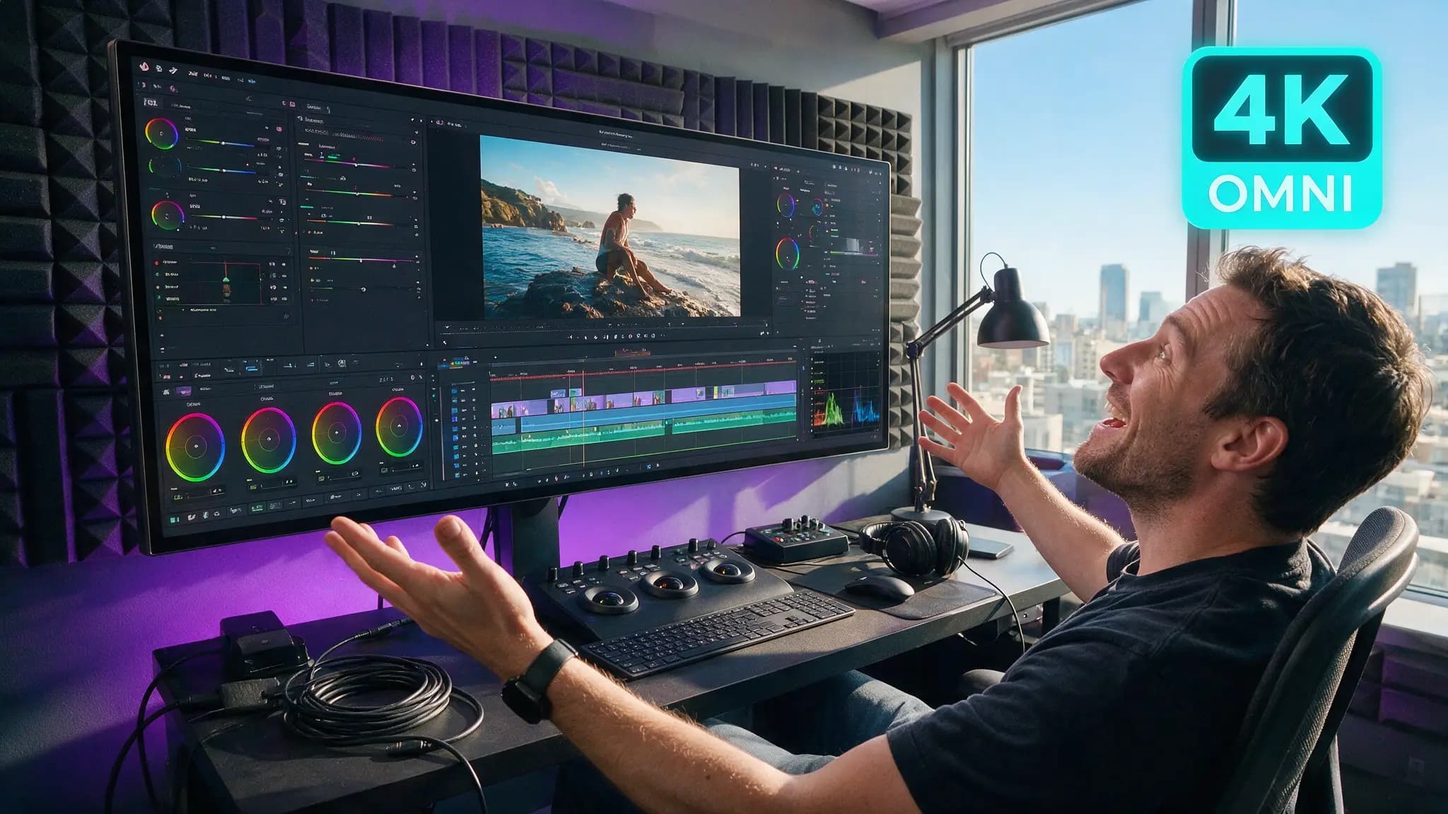 Cinematic AI video production illustration for: Kling 3.0 Omni Guide: 4K Editing, 15s Clips, 6 Cuts