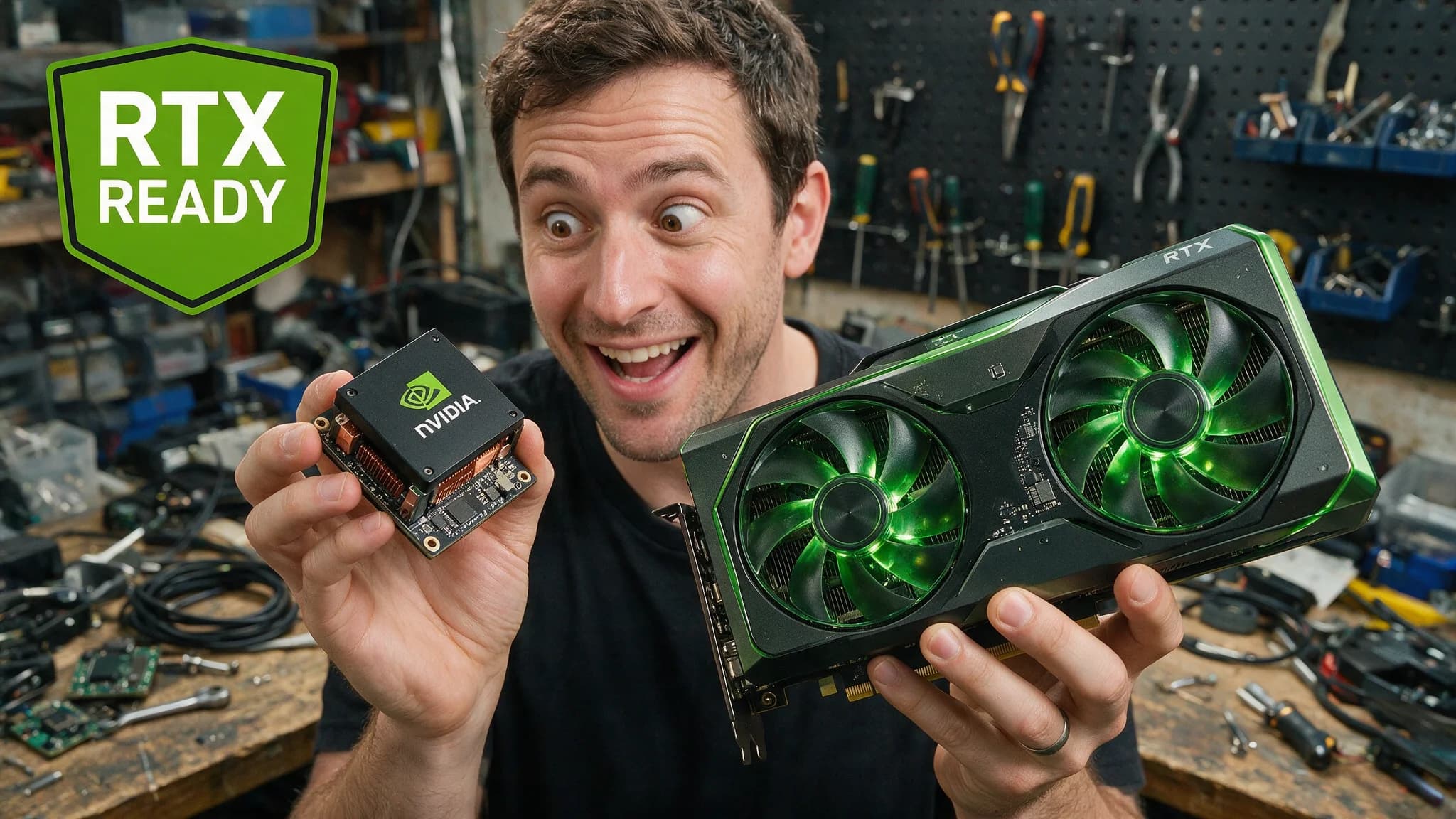 Cinematic local AI hardware illustration for: Nemotron 3 Nano 4B: NVIDIA's Edge Model on Your RTX Card