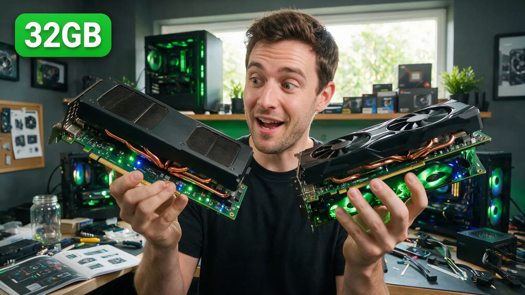 Cinematic local AI hardware illustration for: RTX 5090 vs 4090 for Local AI: Is 32GB Worth It?