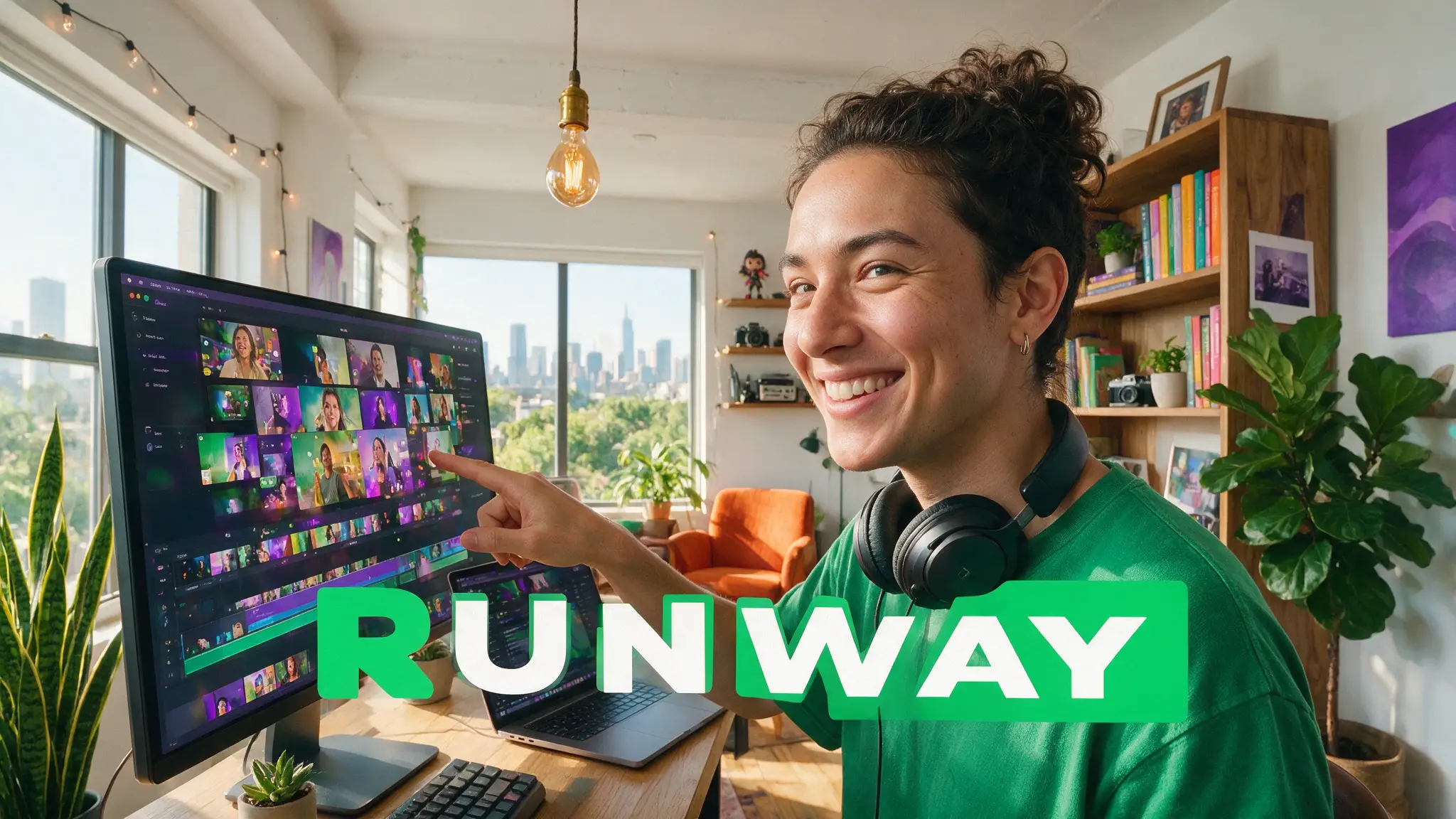 Cinematic AI video production illustration for: Runway โ Tool Hub: Facts, Gen-4.5 Verdict & Real Economics