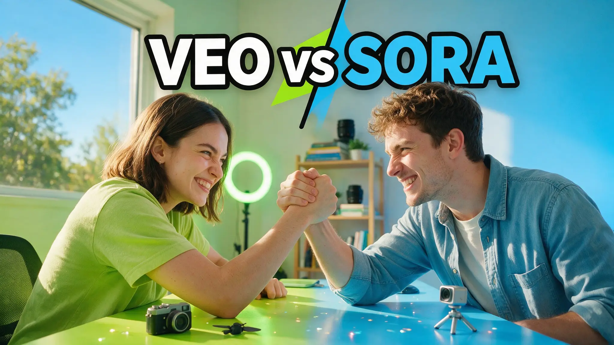 Cinematic AI video production illustration for: Veo 3.1 vs Sora 2 (2026): Which AI Video Model Should You Use?